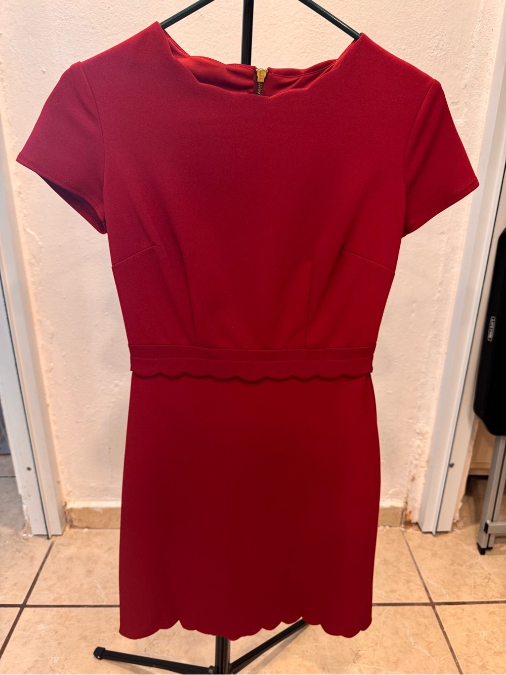 B Darlin Red Scallop-Trim Mini Dress